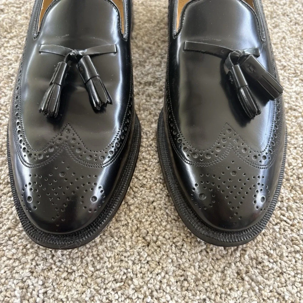 JOHNSTON & MURPHY Aristocrat Deerfield Black Wing Tip Dress Shoes Size 9